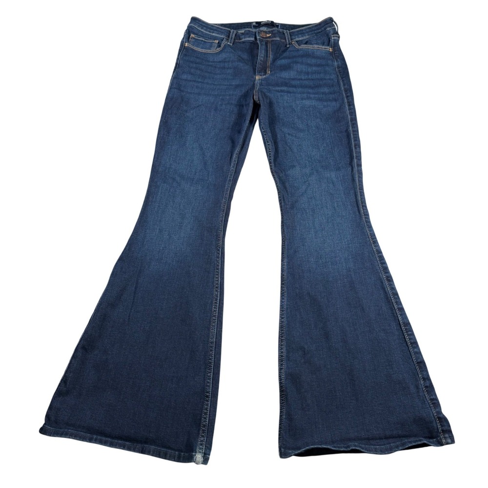 Hollister High-Rise Flare Jeans Women 10R W30R (FITS 30x30) Stretch Denim READ